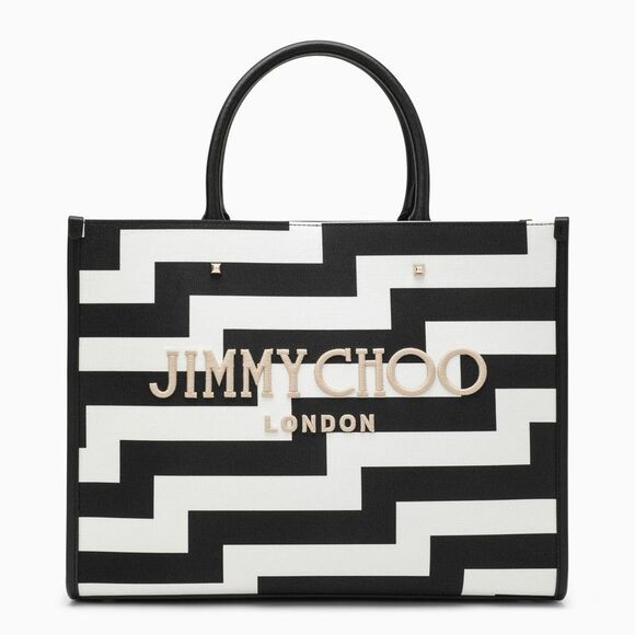 Jimmy Choo Handbags - Jimmy Choo M Avenue Black/White Canvas Tote Bag